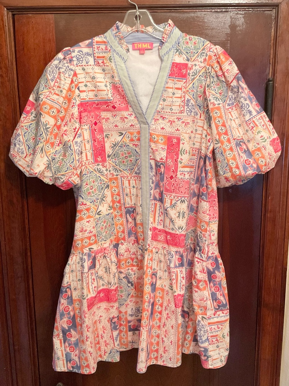 THML Puff Sleeve Dropped Waist Dress
